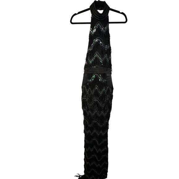 Zhivago Women's sequin gown Maxi Black Halter Party Dress Size XS - Picture 5 of 8
